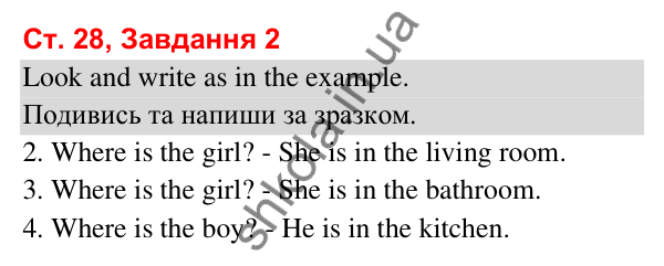Сторінка 28, завдання 2 Відповідь до завдання 2, сторінка 28 (Lesson 4) - ГДЗ Робочий зошит Англійська мова 3 клас Карпюк 2025