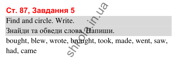 Сторінка 87, завдання 5 Відповідь до завдання 5, сторінка 87 (Lesson 15-16) - ГДЗ Робочий зошит Англійська мова 3 клас Карпюк 2025