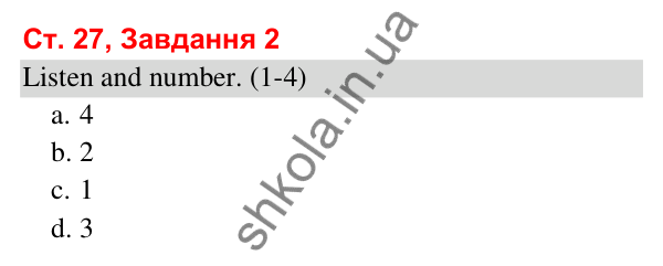Відповідь до завдання 2, сторінка 27 (Module 3. Out and about) - ГДЗ Робочий зошит Англійська мова 3 клас Мітчелл 2025