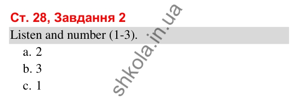 Відповідь до завдання 2, сторінка 28 (Module 4. Year in, year out) - ГДЗ Робочий зошит Англійська мова 3 клас Мітчелл 2025
