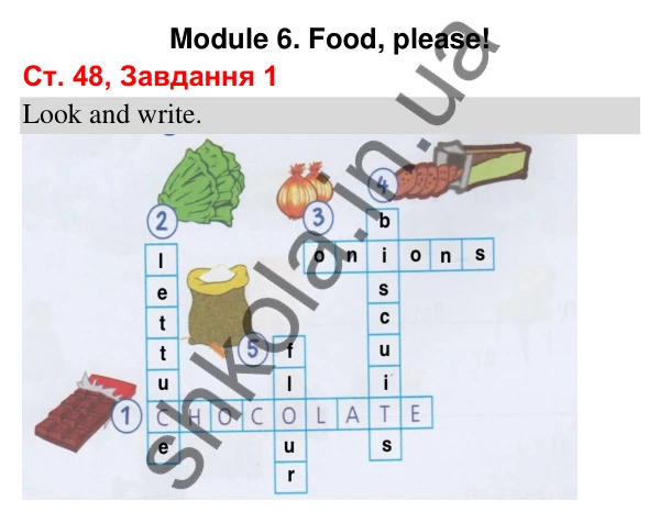 Відповідь до завдання 1, сторінка 48 (Module 6. Food, please!) - ГДЗ Робочий зошит Англійська мова 3 клас Мітчелл 2025