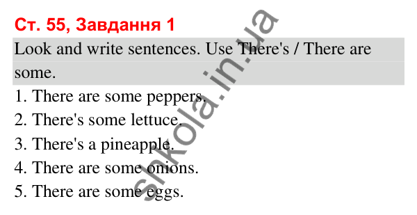 Відповідь до завдання 1, сторінка 55 (Module 6. Food, please!) - ГДЗ Робочий зошит Англійська мова 3 клас Мітчелл 2025