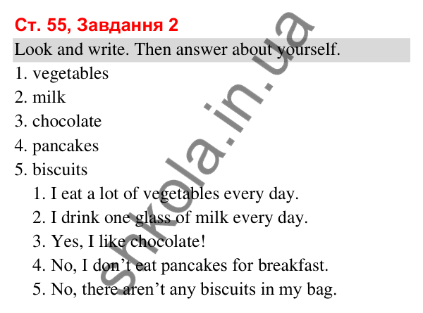 Відповідь до завдання 2, сторінка 55 (Module 6. Food, please!) - ГДЗ Робочий зошит Англійська мова 3 клас Мітчелл 2025