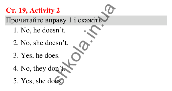 Відповідь до завдання Activity 2, сторінка 19 (Module 2. Every day) - ГДЗ Англійська мова 3 клас Мітчелл 2025
