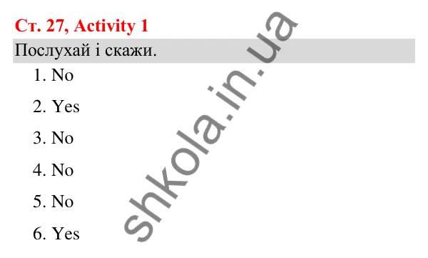 Відповідь до завдання Activity 1, сторінка 27 (Module 2. Every day) - ГДЗ Англійська мова 3 клас Мітчелл 2025