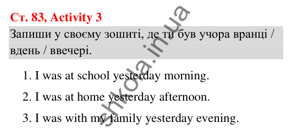 Відповідь до завдання Activity 3, сторінка 83 (Module 7. Where were you yesterday?) - ГДЗ Англійська мова 3 клас Мітчелл 2025