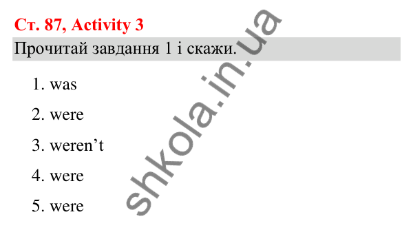 Відповідь до завдання Activity 3, сторінка 87 (Module 7. Where were you yesterday?) - ГДЗ Англійська мова 3 клас Мітчелл 2025