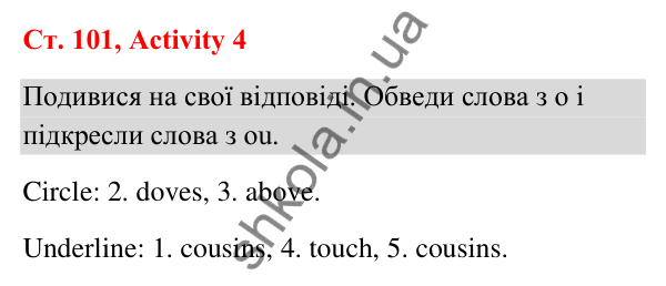 Відповідь до завдання Activity 4, сторінка 101 (Phonics) - ГДЗ Англійська мова 3 клас Пухта 2025