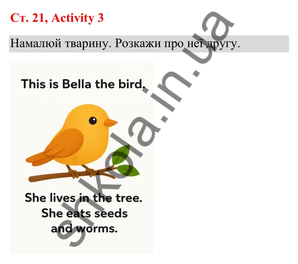 Відповідь до завдання Activity 3, сторінка 21 (Unit 2. The zoo) - ГДЗ Англійська мова 3 клас Пухта 2025