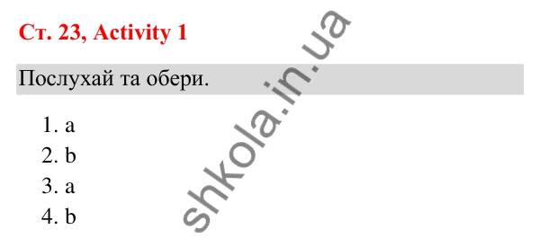 Відповідь до завдання Activity 1, сторінка 23 (Unit 2. The zoo) - ГДЗ Англійська мова 3 клас Пухта 2025