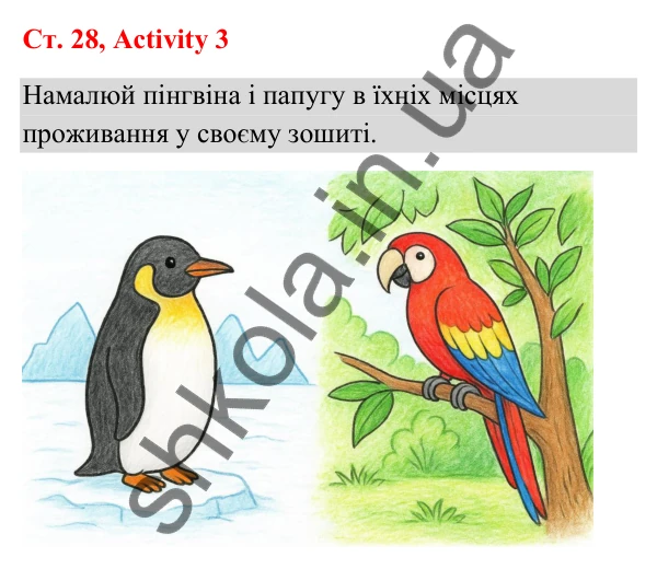 Відповідь до завдання Activity 3, сторінка 28 (Unit 2. The zoo) - ГДЗ Англійська мова 3 клас Пухта 2025