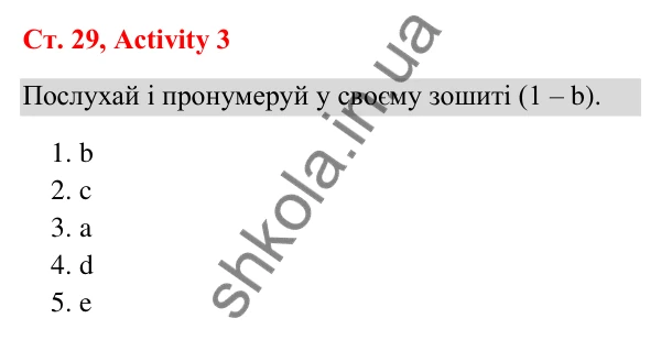 Відповідь до завдання Activity 3, сторінка 29 (Unit 2. The zoo) - ГДЗ Англійська мова 3 клас Пухта 2025