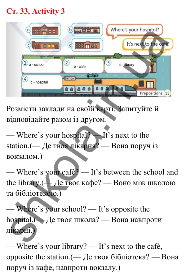Відповідь до завдання Activity 3, сторінка 33 (Unit 3. Where we live) - ГДЗ Англійська мова 3 клас Пухта 2025