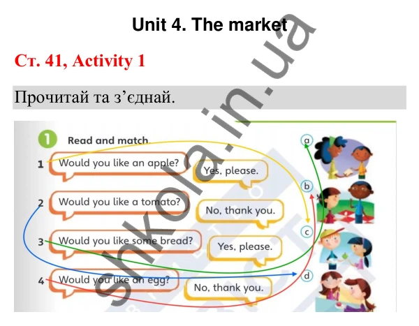 Відповідь до завдання Activity 1, сторінка 41 (Unit 4. The market) - ГДЗ Англійська мова 3 клас Пухта 2025