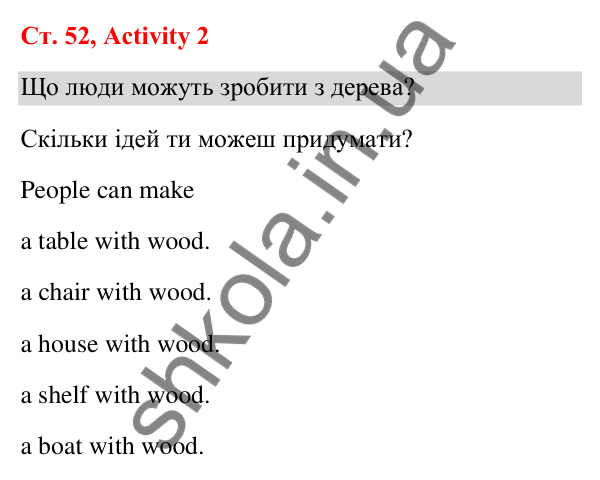 Відповідь до завдання Activity 2, сторінка 52 (Unit 5. My bedroom) - ГДЗ Англійська мова 3 клас Пухта 2025