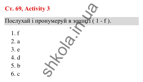 Відповідь до завдання Activity 3, сторінка 69 (Unit 6. People) - ГДЗ Англійська мова 3 клас Пухта 2025