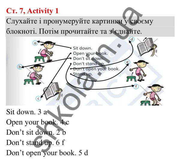 Відповідь до завдання Activity 1, сторінка 7 (Back to school) - ГДЗ Англійська мова 3 клас Пухта 2025
