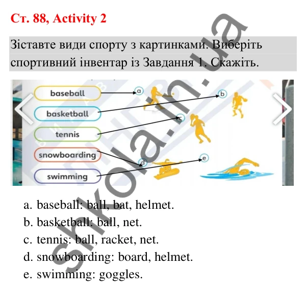 Відповідь до завдання Activity 2, сторінка 88 (Unit 8. Sports club) - ГДЗ Англійська мова 3 клас Пухта 2025