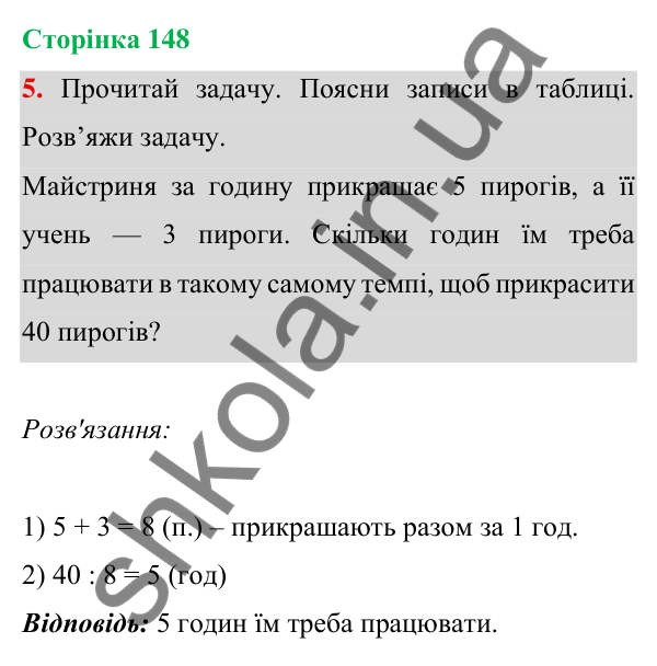 Відповідь до завдання 5 на сторінці 148 — ГДЗ Математика 3 клас Богданович 2025 частина 1