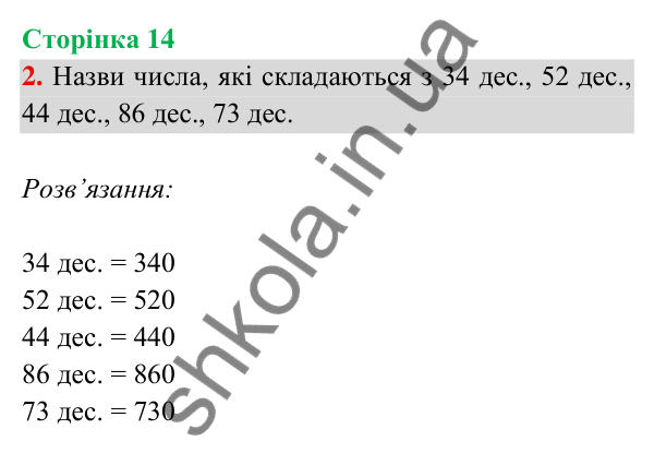 Відповідь до завдання 2 на сторінці 14 — ГДЗ Математика 3 клас Богданович 2025 частина 2