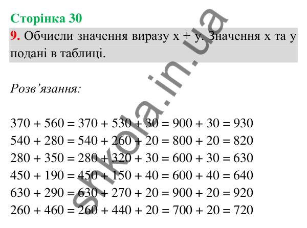 Відповідь до завдання 9 на сторінці 30 — ГДЗ Математика 3 клас Богданович 2025 частина 2