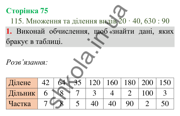 Відповідь до завдання 1 на сторінці 75 — ГДЗ Математика 3 клас Богданович 2025 частина 2
