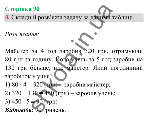 Відповідь до завдання 4 на сторінці 90 — ГДЗ Математика 3 клас Богданович 2025 частина 2