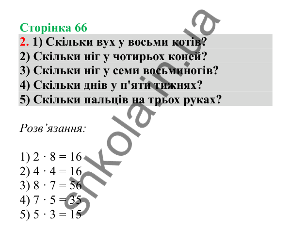 Урок 17, завдання № 2, сторінка 66 — ГДЗ Математика 3 клас Гісь 2025 частина 1