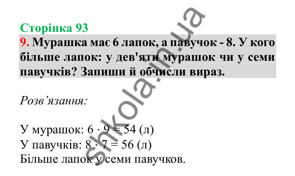Урок 24, завдання № 9, сторінка 93 — ГДЗ Математика 3 клас Гісь 2025 частина 1