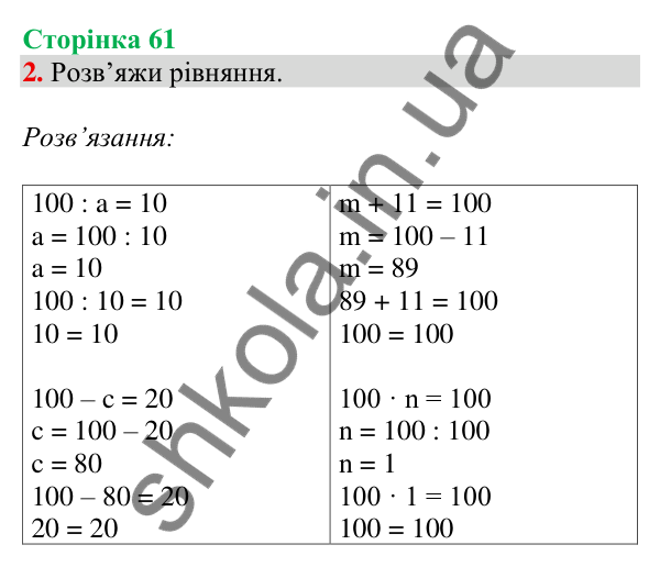 Відповідь до завдання 2 на сторінці 61 — ГДЗ Математика 3 клас Скворцова 2025 частина 1