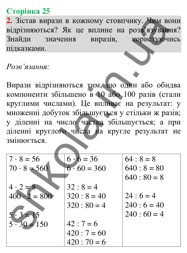 Відповідь до завдання 2 на сторінці 25 — ГДЗ Математика 3 клас Скворцова 2025 частина 2