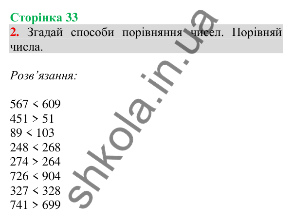 Відповідь до завдання 2 на сторінці 33 — ГДЗ Математика 3 клас Скворцова 2025 частина 2