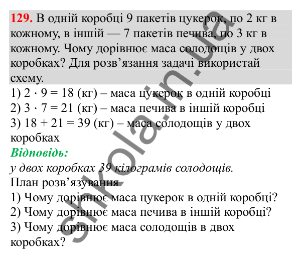 Відповідь до завдання № 129, сторінка 30 - ГДЗ Математика 3 клас Заїка 2025 частина 1