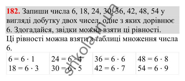 Відповідь до завдання № 182, сторінка 42 - ГДЗ Математика 3 клас Заїка 2025 частина 1