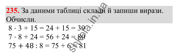 Відповідь до завдання № 235, сторінка 58 - ГДЗ Математика 3 клас Заїка 2025 частина 1