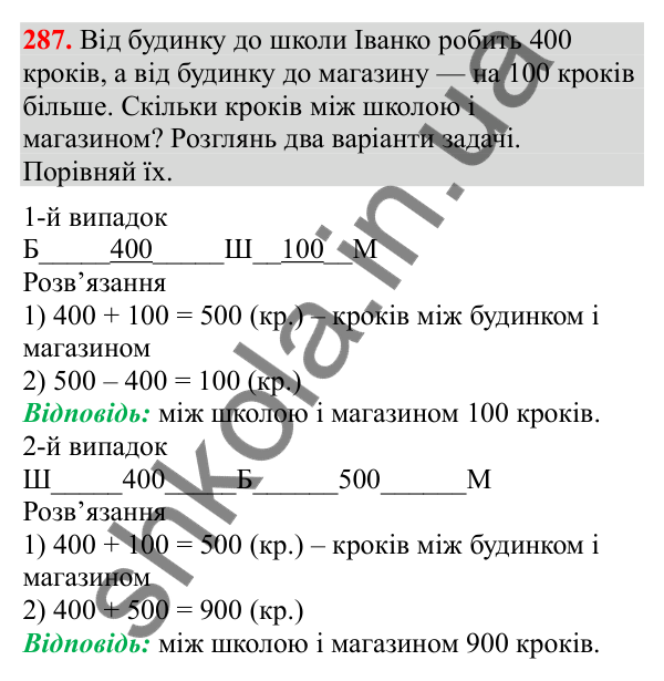 Відповідь до завдання № 287, сторінка 72 - ГДЗ Математика 3 клас Заїка 2025 частина 1