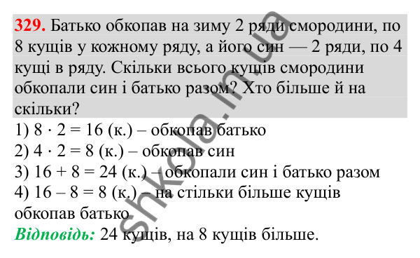 Відповідь до завдання № 329, сторінка 83 - ГДЗ Математика 3 клас Заїка 2025 частина 1