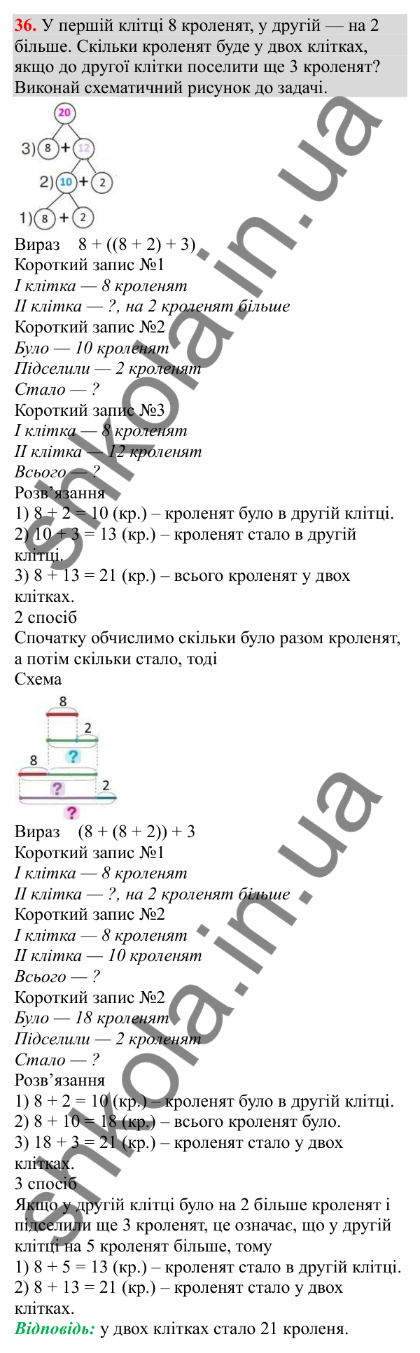 Відповідь до завдання № 36, сторінка 10 - ГДЗ Математика 3 клас Заїка 2025 частина 1