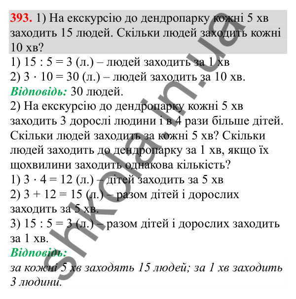 Відповідь до завдання № 393, сторінка 97 - ГДЗ Математика 3 клас Заїка 2025 частина 1