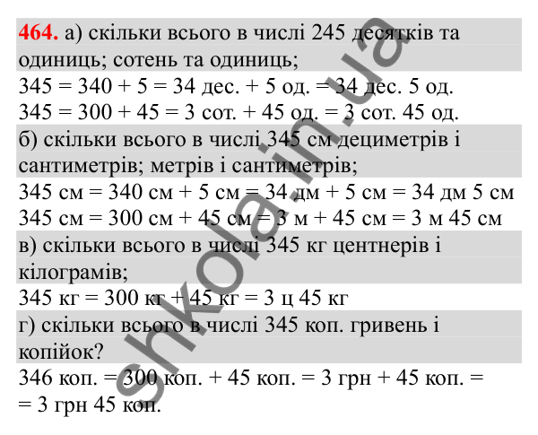 Відповідь до завдання № 464, сторінка 111 - ГДЗ Математика 3 клас Заїка 2025 частина 1