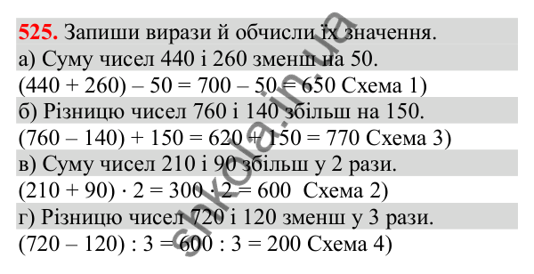 Відповідь до завдання № 525, сторінка 124 - ГДЗ Математика 3 клас Заїка 2025 частина 1