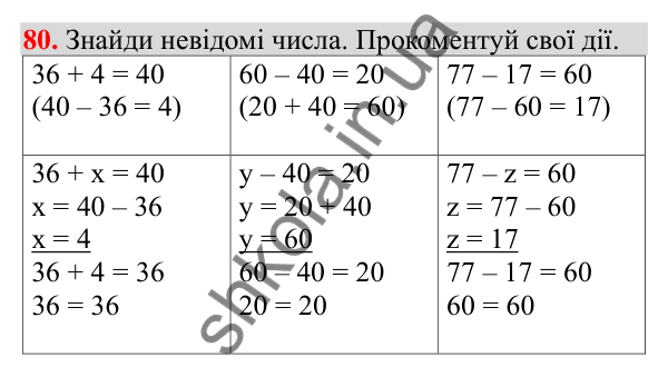 Відповідь до завдання № 80, сторінка 19 - ГДЗ Математика 3 клас Заїка 2025 частина 1
