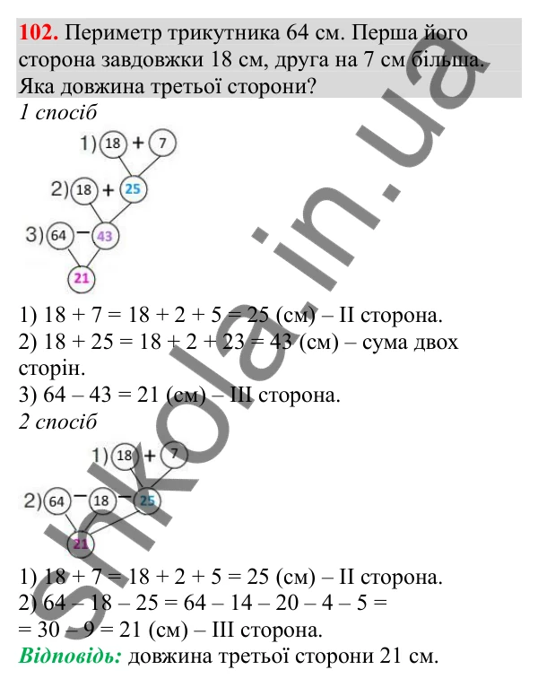 Відповідь до завдання № 102, сторінка 28 - ГДЗ Математика 3 клас Заїка 2025 частина 2