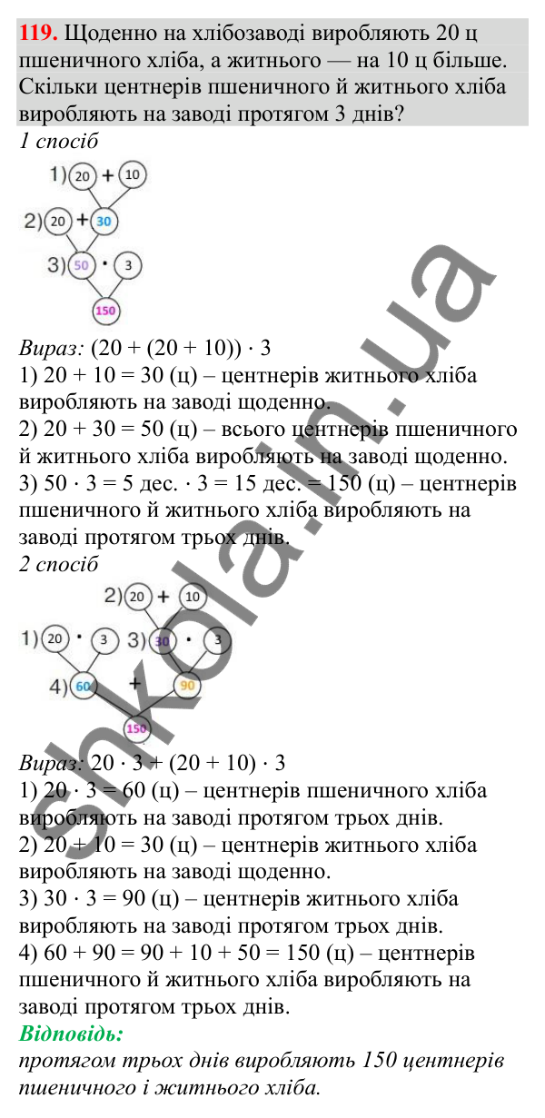 Відповідь до завдання № 119, сторінка 32 - ГДЗ Математика 3 клас Заїка 2025 частина 2
