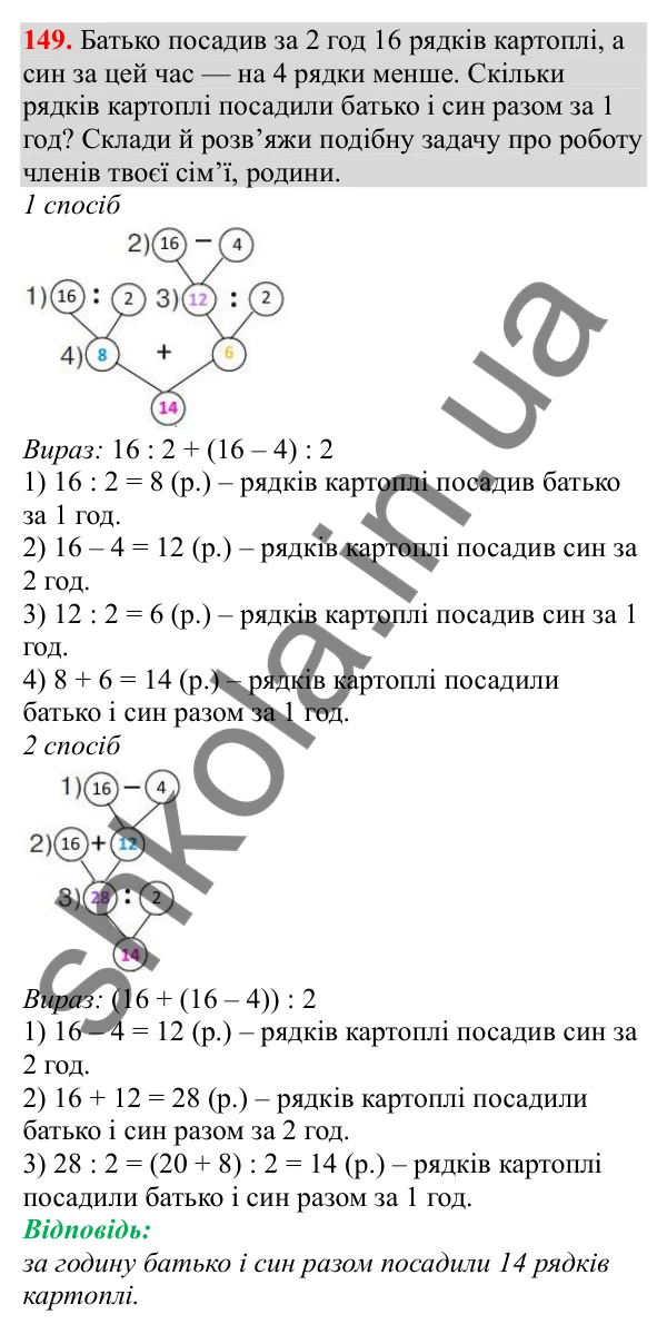 Відповідь до завдання № 149, сторінка 38 - ГДЗ Математика 3 клас Заїка 2025 частина 2