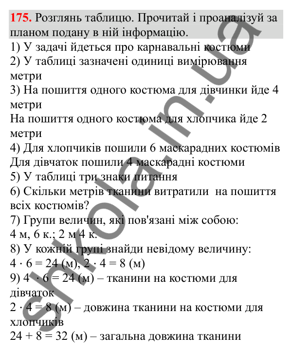Відповідь до завдання № 175, сторінка 44 - ГДЗ Математика 3 клас Заїка 2025 частина 2