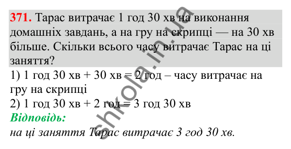 Відповідь до завдання № 371, сторінка 88 - ГДЗ Математика 3 клас Заїка 2025 частина 2
