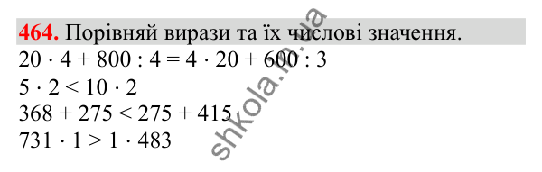 Відповідь до завдання № 464, сторінка 106 - ГДЗ Математика 3 клас Заїка 2025 частина 2