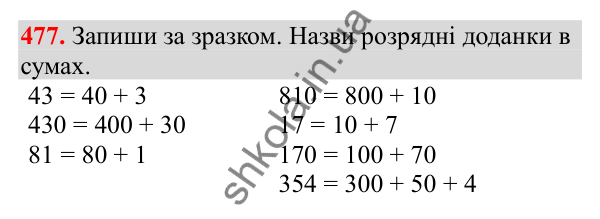 Відповідь до завдання № 477, сторінка 110 - ГДЗ Математика 3 клас Заїка 2025 частина 2
