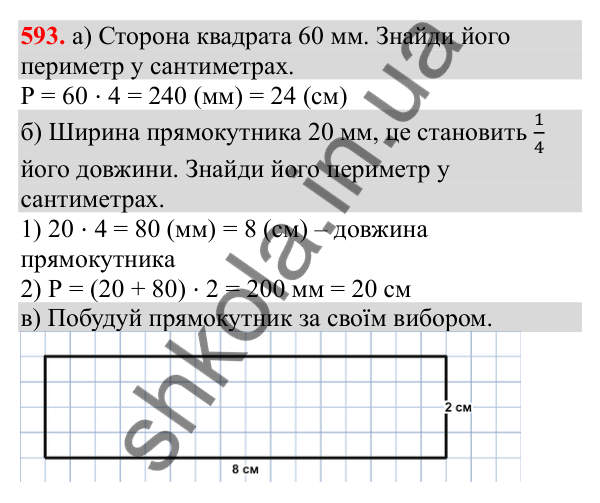 Відповідь до завдання № 593, сторінка 131 - ГДЗ Математика 3 клас Заїка 2025 частина 2